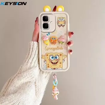 KEYSION Cute Ear 3D Cartoon Case for Infinix Smart 10 with Bracelet Soft Silicone Shockproof Phone Cover for Infinix Smart 10 for Infinix Smart 10