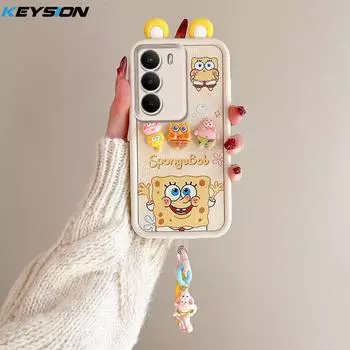 KEYSION Cute Ear 3D Cartoon Case for Realme C71 with Bracelet Soft Silicone Shockproof Phone Back Cover for OPPO Realme C71 for Realme C71
