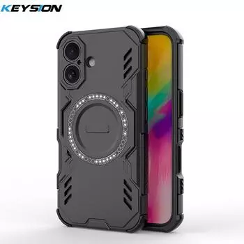 KEYSION Hollow Heat Dissipation Case for iPhone 16 Pro Max Silicone+PC Magnetic Cooling Shockproof Phone Cover for iPhone16 Plus for iPhone 16 чёрный