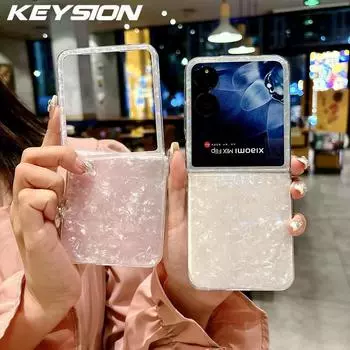 KEYSION Роскошный глянцевый чехол с бриллиантовым узором для Xiaomi Mix Flip, жесткий чехол из ПК для женщин, противоударный чехол для телефона Xiaomi Mix Flip for Xiaomi Mix Flip розовый