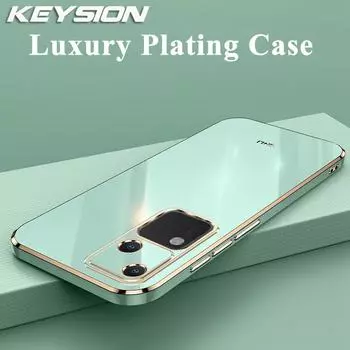 KEYSION Роскошный чехол с покрытием для VIVO V30 Pro 5G V29 5G V29 Lite Силиконовый квадратный противоударный чехол для телефона VIVO V27 V27e V25 e for VIVO V25e белый