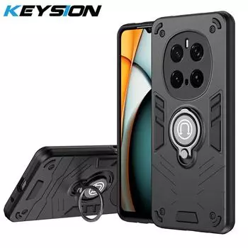 KEYSION Противоударный чехол для HONOR Magic 7 Pro 5G Защитное кольцо для камеры Подставка Задняя крышка для телефона для Huawei Magic 7 Pro 5G for Magic 7 Pro чёрный