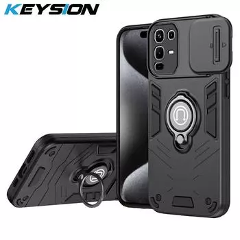 KEYSION Противоударный чехол для Infinix Note 50 Pro 4G со сдвижной защитой камеры, кольцом-подставкой, чехол для телефона для Infinix Note 50X 5G 50S 5G for Infinix Note 50 4G чёрный