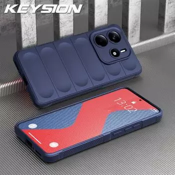 KEYSION Противоударный чехол для Redmi Note 14 Pro+ 5G 14 4G 14 Pro 5G Нескользящая Мягкая Силиконовая Задняя Крышка для Телефона для Xiaomi POCO X7 5G for Redmi Note 14 синий