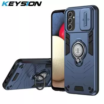 Противоударный чехол KEYSION для Samsung A55 5G A35 A25 A15 Slide Camera Защитное кольцо Подставка для телефона Чехол для Galaxy A05 A05S for Samsung A05S серый