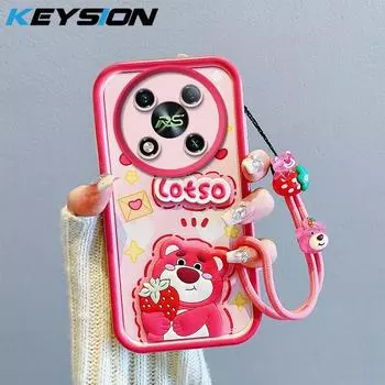 KEYSION Противоударный чехол для Itel RS4 со шнурком, мягкий силиконовый чехол для телефона с милой 3D-мультяшной куклой для Itel RS4 for Itel RS4