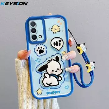 KEYSION Противоударный чехол для OPPO A95 A74 A54 5G A55 4G с ремешком, мягкий силиконовый чехол для телефона с милой 3D-мультяшной куклой для OPPO A16K for OPPO A95