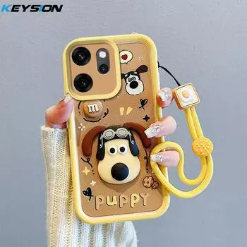 KEYSION Shockproof Case for OPPO Reno14 F 5G with Lanyard Soft Silicone Cute 3D Cartoon Doll Phone Cover for OPPO Reno 14F 5G for OPPO Reno14 F 5G