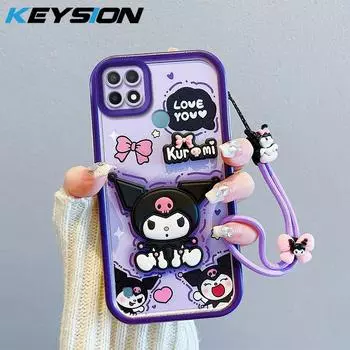 KEYSION Противоударный чехол для Realme C21 Y C25Y C25S со шнурком Силиконовый Милый 3D Мультяшный Кукольный Чехол для телефона для Realme C11 C12 C15 for Relame C21