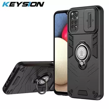 Противоударный чехол KEYSION для Redmi Note 11 11S A1 A2 Slide Camera Protection Ring Phone Cover для Xiaomi Redmi Note 9 Pro 9S for Redmi Note 9S серый