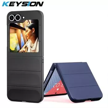 KEYSION Shockproof Case for Samsung Z Flip 3 4 5 6 5G Anti-skid Hard Plastic Phone Back Cover for Galaxy Z Flip 6 5 4 3 5G for Galaxy Z Flip 3 вино красного