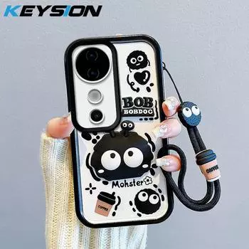 KEYSION Противоударный чехол для VIVO V40 5G V40 Pro 5G со шнурком Мягкий силиконовый милый 3D мультяшный чехол для телефона с куклой для VIVO V40 Pro for VIVO V40