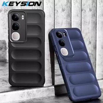 KEYSION Shockproof Matte Case for VIVO V40 SE 80W V40 Lite Anti-skid Soft Silicone Phone Back Cover for VIVO Y200 5G Y19S for VIVO V40 Lite чёрный