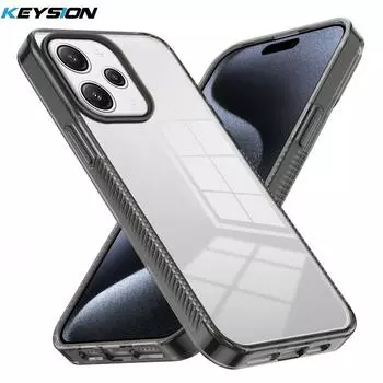 KEYSION Transparent Case for Redmi 12 4G 5G Soft TPU+PC Anti-slip HD Clear Shockproof Phone Cover for Xiaomi Redmi 12C for Redmi 12 чёрный