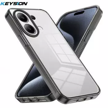KEYSION Transparent Case for Redmi Note 13 Pro 5G 13 4G TPU+PC Anti-slip Clear Shockproof Phone Cover for Redmi Note 13 Pro+5G for Redmi Note 13 чёрный