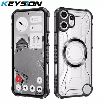 KEYSION Transparent Magnetic Case for Nothing CMF Phone 2 Pro Silicone+PC Heavy Duty Shockproof Phone Cover for CMF Phone 2 Pro for CMF Phone 2 Pro чёрный
