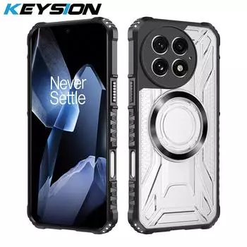 KEYSION Transparent Magnetic Case for OnePlus 13 5G Soft Silicone+PC Heavy Duty Shockproof Phone Back Cover for One Plus 1+13 for OnePlus 13 чёрный