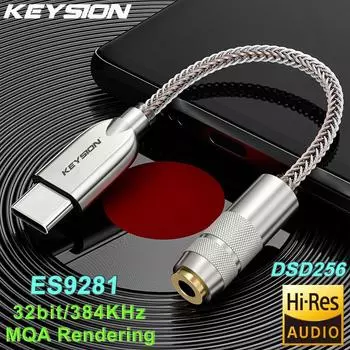 KEYSION Type-C до 3,5 мм DSD256 Hi-Res Audio MQA Усилитель для наушников ES9281 32 бит 384 кГц Hi-Fi USB-адаптер ЦАП для Android Mac ПК