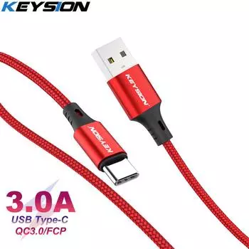 KEYSION USB Type C Кабель 3A Быстрая зарядка Type-C Зарядное устройство для передачи данных USB-C Провод для Xiaomi Huawei Samsung