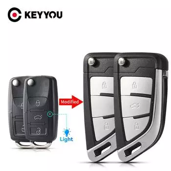 KEYYOU 2/3BTN модифицированный флип-чехол для дистанционного ключа автомобиля для VW Bora Golf Polo Passat Touran Seat Skoda Beetle Touran Jetta