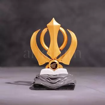 Khanda Sahib Idol Sikh Religious Symbol Khanda Statue for Car Dashboard Idol for Pooja Office Table Showpiece Gifts Items