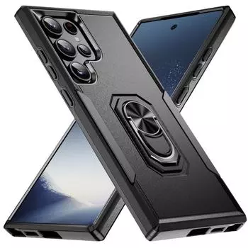 Kickstand Hard Case Phone Cover for Samsung Galaxy S24 Ultra Plus FE 5G Cases for Galaxy S24 FE чёрный