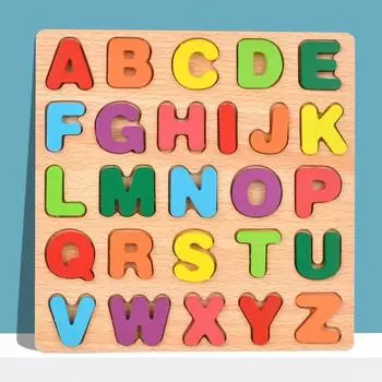 Kids Alphabetic Arithmetic Number Geometric Shapes Wooden Puzzle Montessori Preschool Learning Educational Game Toy for Children