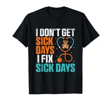 Kids Doctor Pediatrics that cures diseases on days when you get sick T-shirt don t чёрный
