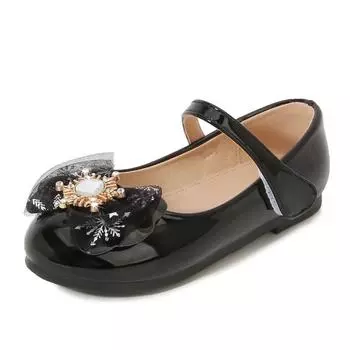 Kids Fashion Snow Chic Princess Shoes Platform Soft Non-slip Girls Fashion Leather Shoes for Party Wedding Shows Child Mary Jane 24 чёрный