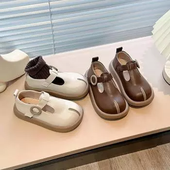 Kids Leather Shoe Causal New Beige Girls School Cut-outs Shoes Fashion Spring Autumn Children s Versatile Flat Shoes Soft Bottom 21 коричневый