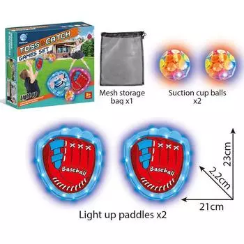 Kids Outdoor Throwing Hand Grasping Throwing Ball Softball Toy Sucker Sticky Ball Family Matching Interactive Activity Game Blue hand target (2 Color lamp balls)