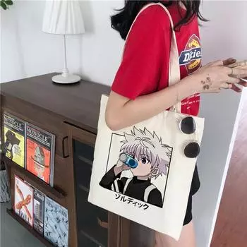 Killua Hunter X Hunter Zoldyck Курапика Хисока Мультфильм Аниме Сумка-шоппер Сумка-тоут Сумка на плечо Сумка Холст Сумка