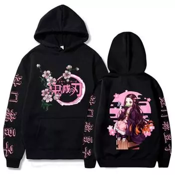 Kimetsu No Yaiba Demon Slayer толстовки аниме Kamado Nezuko графический принт Harajuku толстовка с капюшоном унисекс Y2k одежда Sudadera