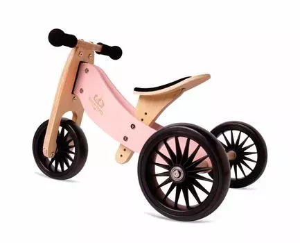 Kinderfeets Tiny Tot Plus 2in1 Деревянный велосипед Доступно в более чем 20 странах мира Соответствует 4 стандартам безопасности Регулируемое сиденье Безвоздушный роза розовый