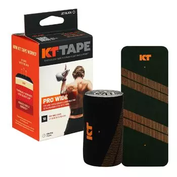 Кинезиологическая лента KT TAPE PRO Wide 10 шт KTPW Jet Black Precut 10 см x 25 см
