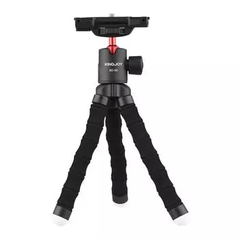 KINGJOY KT-500+BD-50 Гибкий мини-штатив-осьминог с вращающейся шаровой головкой и регулируемым холодным башмаком чёрный