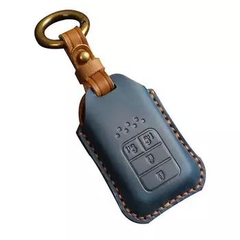 Kinotaka Genuine Leather Smart Key Case for Honda Compatible with New Step and Odyssey Key Holder with 4 Buttons Vehicles, Double-Sided Sliding,