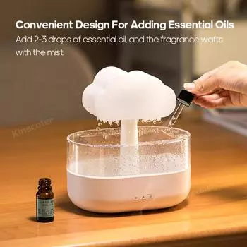 KINSCOTER Rain Clouds Аромадиффузор Zen Raindrops Увлажнитель воздуха Диффузор эфирных масел USB Настольный ультразвуковой распылитель Without Adapter белый