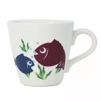 Kintoen Mug that changes color depending on temperature Warm feeling Changes with hot water 300ml Fish Box Made in Japan White