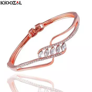 Kioozol Японский Корейский Стиль Ниша Простой Браслет Розовое Золото Серебряный Цвет Cz Браслет Для Женщин Ювелирные Изделия Тенденция Zd1 Ko1