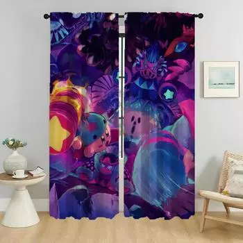 Kirbyes Window Curtain for Room 2 Panel Home Interior Curtains 2 Pieces Shades Tulle for Bedroom Halloween Decoration Partition W50xH70cmx2pcs-CL