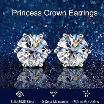 Kirin Palace D Цвет 5-8 мм муассанит бриллиантовые серьги-гвоздики простые серьги-гвоздики с шестью когтями для женщин стерлингового серебра 925 пробы подарок на помолвку 0.5CT X 0.5CT белый