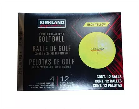 KIRKLAND Urethane Cover Golf Ball Neon Yellow Performance Plus KIRKLAND SIGNATURE GOLFBALL 3P V2 YELLOW 3-Piece (1 Dozen)
