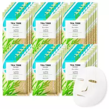 KisoCare Face Mask Tea Tree Набор из 30 индивидуально упакованных масок, произведенных в Японии, увлажняющая маска для ухода за кожей, увлажняющая сыворотка для сухой кожи, красота