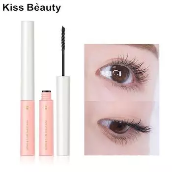 KISS BEAUTY Fine Mascara естественно не растекается, водостойкая тушь с тонкой кисточкой скручивается и утолщается чёрный