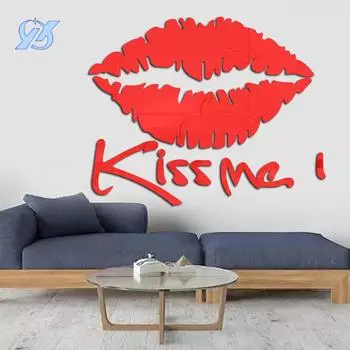 KISS красные наклейки на стену для зеркала в виде губ, гостиная, спальня, студенческое общежитие, настенное украшение, самоклеящиеся наклейки