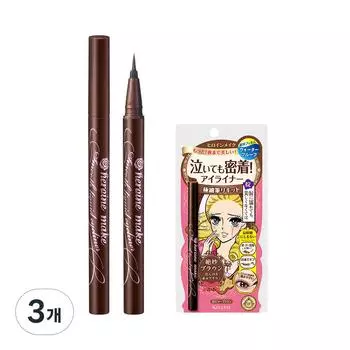 Kiss Me Жидкая подводка для глаз Heroine Make Smooth Super Keep 0,4 мл, коричневая, 3 шт.
