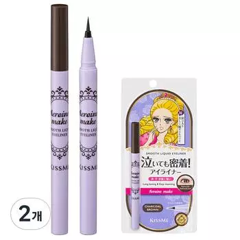 Kiss Me Жидкая подводка для глаз Heroine Make Smooth N 0,4 мл, 03 Угольно-коричневый, 2 шт.