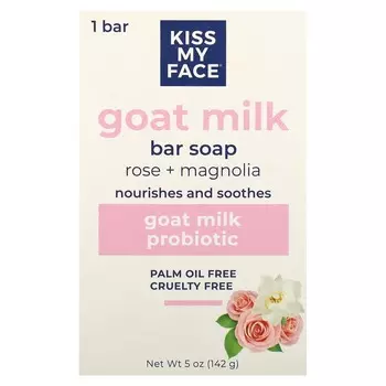 Kiss My Face, мыло из козьего молока, роза + магнолия, 5 унций (142 г)