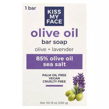 Kiss My Face, мыло с оливковым маслом, олива и лаванда, 8 унций (230 г)